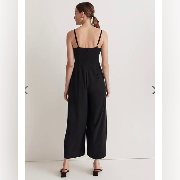 Madewell Black Square-Neck Wide-Leg Sleeveless Jumpsuit with adjustable straps - Picture 5 of 6